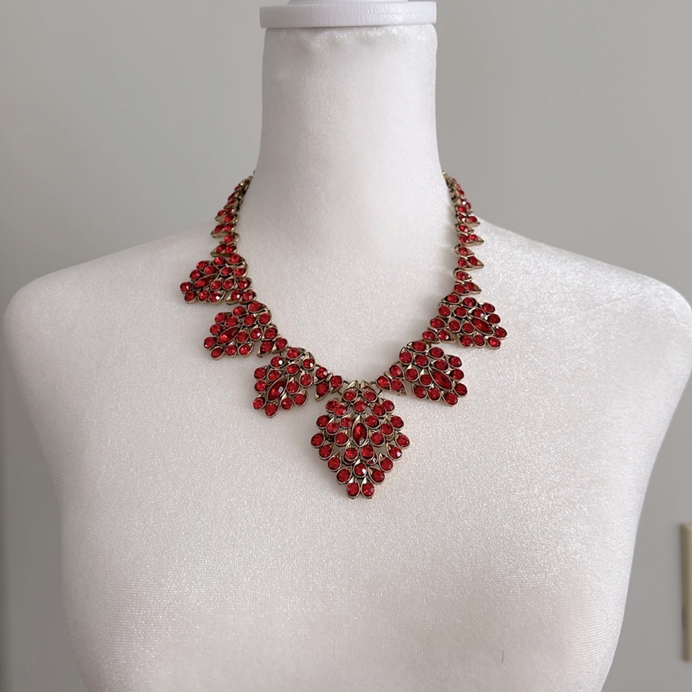 Red and Gold Rhinestone Necklace